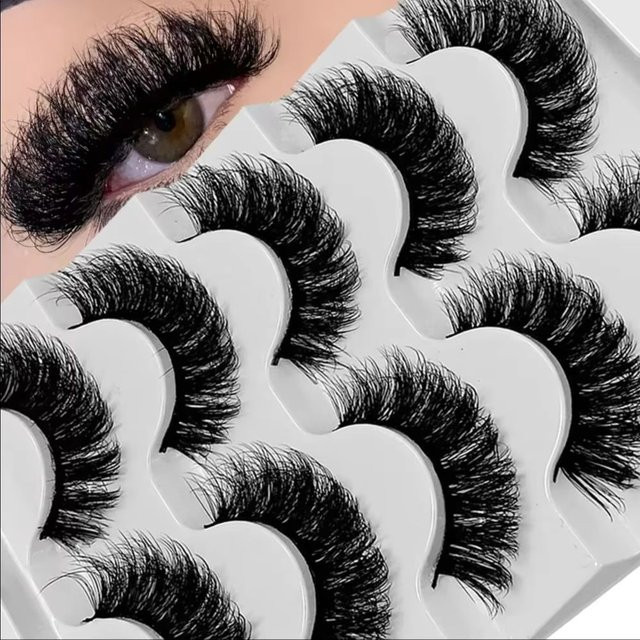 JIEFUXIN Kunstwimpern 3D Katzenaugen D-Curl, 5 Paar, Natürlich - Bild 1
