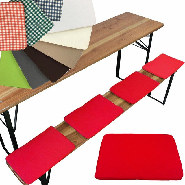 NYVI Bierbank Sitzkissen 4er Set Gala Rot, B/T: 36 x 25 cm, komfortable Sitzpolster mit Klettband-Befestigung - Bild 1