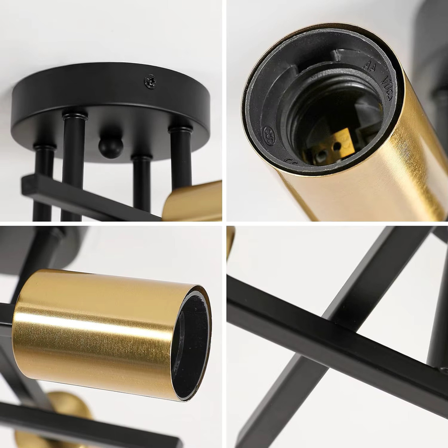 Mckalen Industrielle Deckenleuchte im Vintage-Design mit 4 E27-Fassungen aus Metall in Retro-Optik - Bild 3