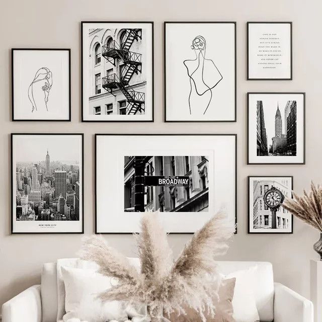 Potdemiel Wandkunst Leinwand New York Architektur Zitat in Schwarz-Weiß für dein Wohnzimmer oder Schlafzimmer - Bild 1