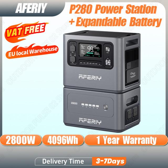 AFERIY P280 Tragbare Powerstation mit 2048Wh Kapazität, 2800W Leistung und LFP-Batterie für Zuhause und Outdoor-Camping, App-Steuerung - Bild 1