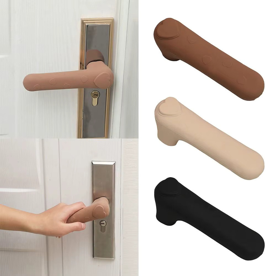 Silikon Türknauf Abdeckung in Beige als Schutzhandschuh für Türgriffe und Wandschutz - Bild 4