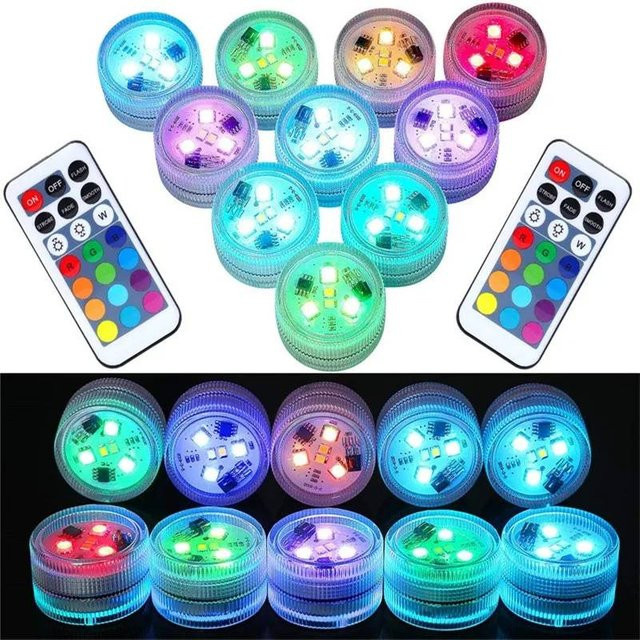 XIWANGFIRE RGB LED Unterwasser Tauchlicht, batteriebetrieben, Multicolor, für Garten, Schwimmbad, Hochzeit und Party - Bild 1