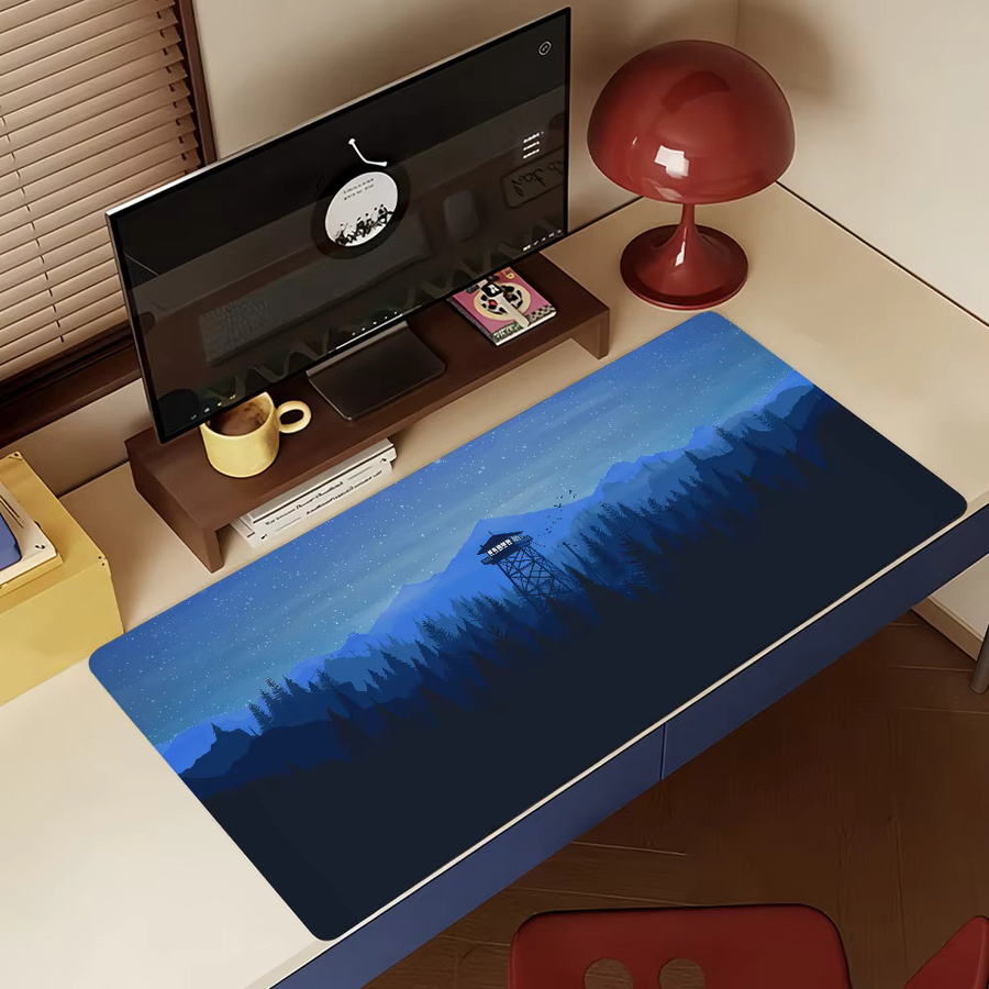 Deep Forest Firewatch Mauspad XXL Schreibtischunterlage Blau rutschfest mit Verriegelungskante für PC und Laptop - Bild 4