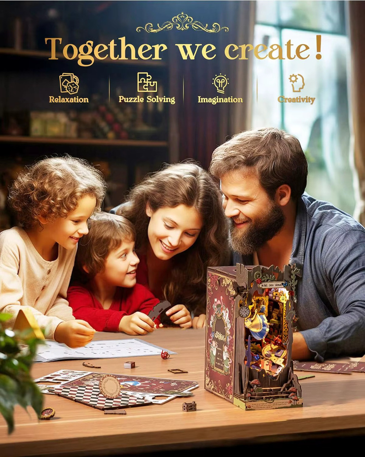 Robotime Rolife Fall into Wonder DIY Book Nook Kit, 3D Holzpuzzle, mit Lichtern, ab 14 Jahren - Bild 6