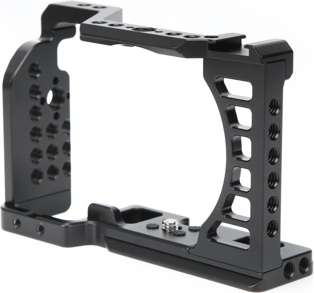 Sony Videokäfig aus Aluminiumlegierung als Aufnahmeverlängerung und Halterung für die Sony A7C in Schwarz - Bild 1
