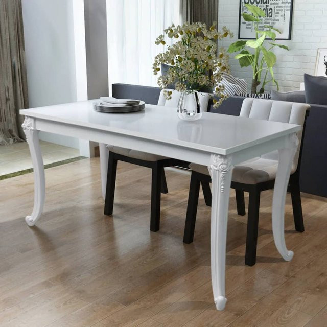 vidaXL Esstisch in Weiß Hochglanz, rechteckig, B/T/H: 116 x 66 x 76 cm - Bild 2