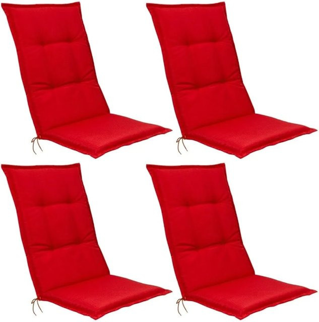 Beautissu Base HL Hochlehner Sitzkissen Set, 4-teilig, Rot, B/T/H: 120 x 50 x 6 cm - Bild 1