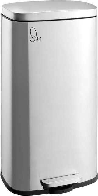 Svita TQ30 Treteimer Mülleimer mit Softclose Deckel und herausnehmbarem Inneneimer, Silber, B/T/H: 30,0 x 24,5 x 63,0 cm - Bild 1