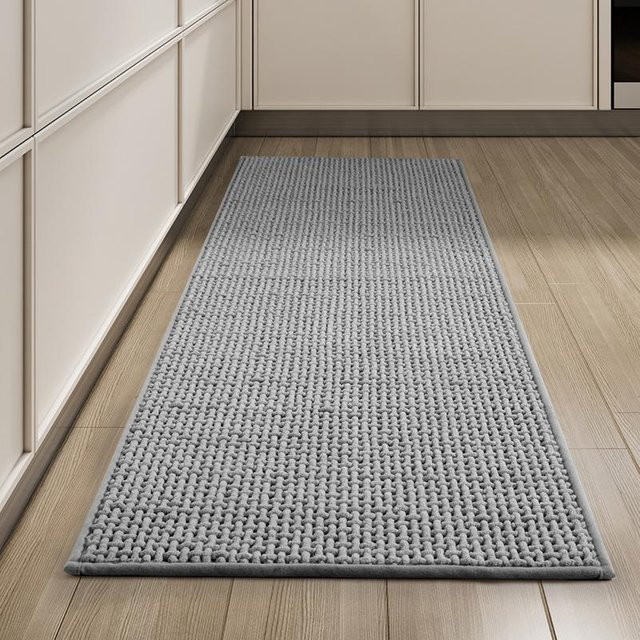 Rutschfester Chenille Küchenläufer von Lodestar in Grau, wasserabsorbierend und waschbar, B/T/H: 150 x 45 x 0 cm - Bild 1