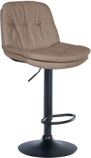 CLP Barhocker Laurel in Beige mit Stoffbezug, höhenverstellbarer und drehbarer Barstuhl mit Rückenlehne und Fußstütze - Bild 1