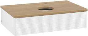 Villeroy & Boch Waschtischunterschrank Antao mit Frontstruktur, Eiche Honig, Weiß lackiert, B: 80 cm, H: 19 cm, T: 50 cm - Bild 1