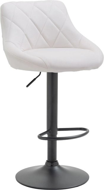 DELUKE Barhocker FALON Barstuhl aus Kunstleder in Weiß und Schwarz, drehbar mit Lehne, B/T/H: 46 x 49 x 83 cm - Bild 1