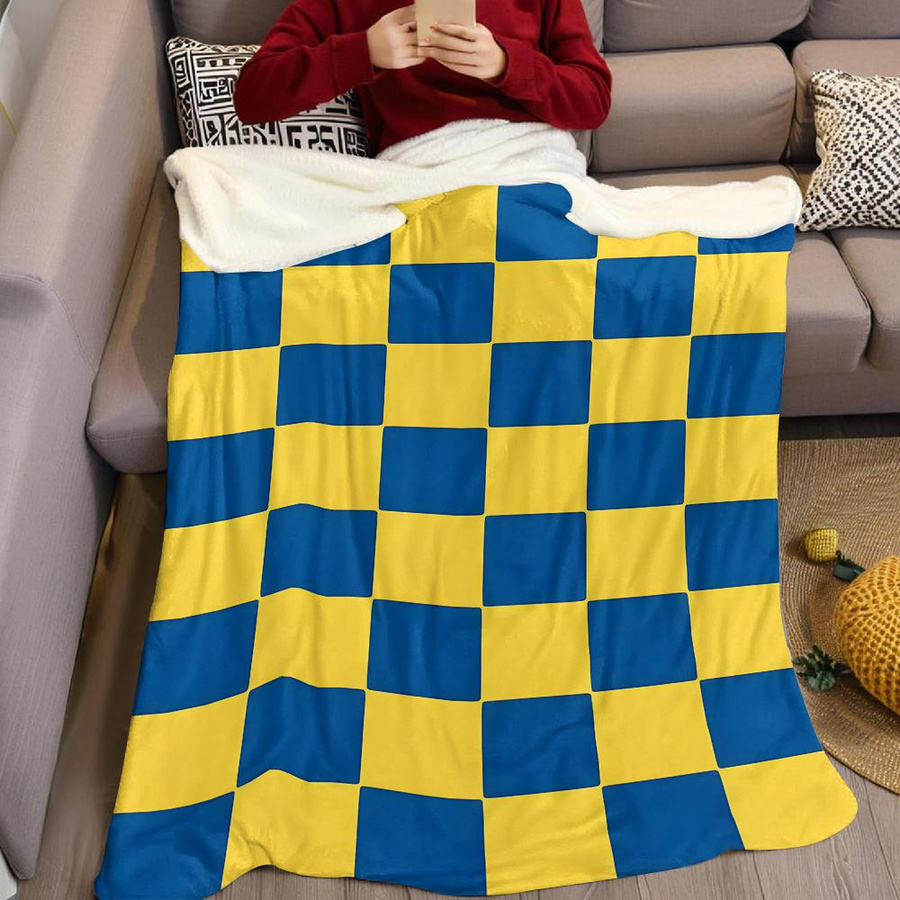 JMG Household Supplies Flanelldecke Kariert in Blau und Gelb, Weich und Warm, B/H: 70 x 100 cm - Bild 3