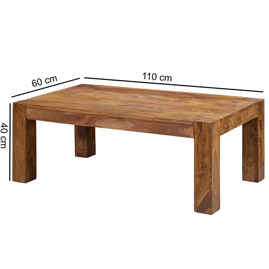 Wohnling Couchtisch aus Sheesham Massivholz in Natur Braun B/T/H: 110 x 60 x 40 cm - Bild 6