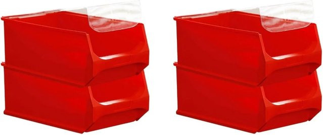 PROREGAL SuperSparSet 4er Pack Rote Sichtlagerbox 5.0 mit Abdeckung, Sichtlagerbehälter aus Kunststoff, H x B x T: 20 x 30 x 50 cm - Bild 1