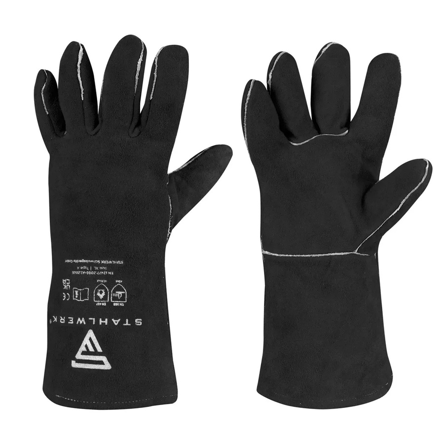 STAHLWERK Schweißerschutzhandschuhe aus Leder in Schwarz, Größe XL, B/T/H: 37,0 x 23,0 x 3,0 cm - Bild 2