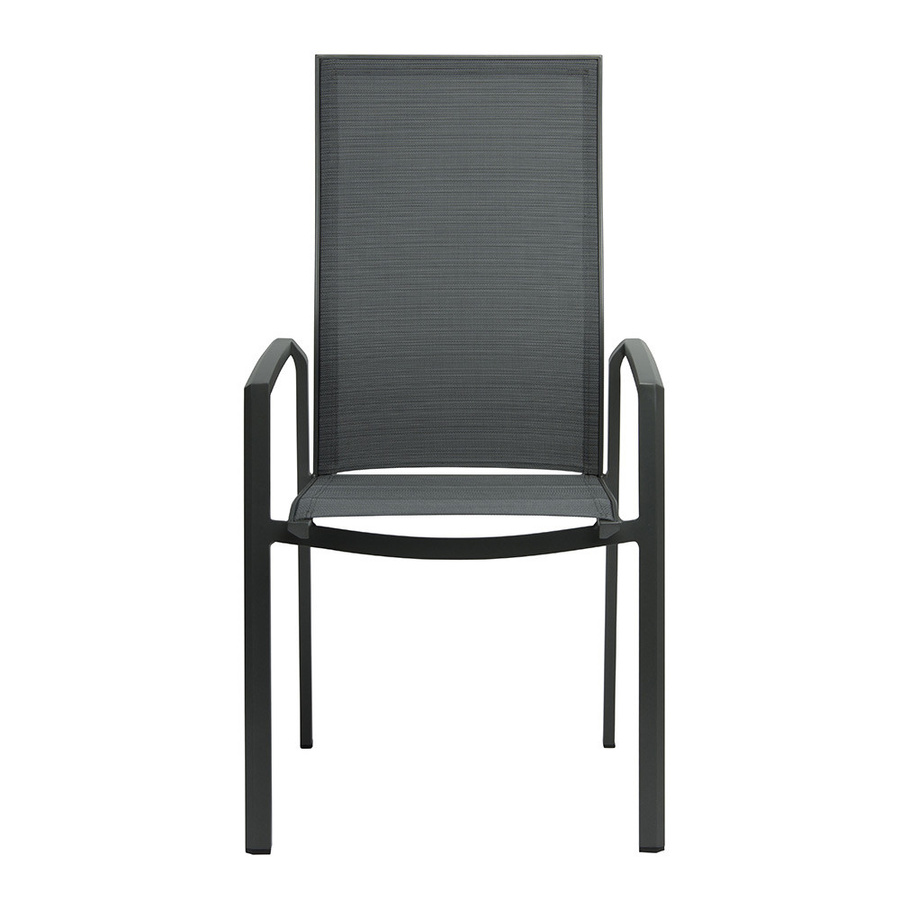 Stern KARI Stapelsessel aus Aluminium in Anthrazit mit Textilbezug Karbon und Aluminiumarmlehnen - Bild 2