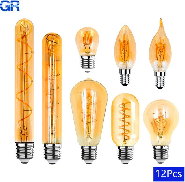 12er Set Reteo Edison LED Filament Lampen Vintage Spirale, E27, 4 W, transparent - Bild 1