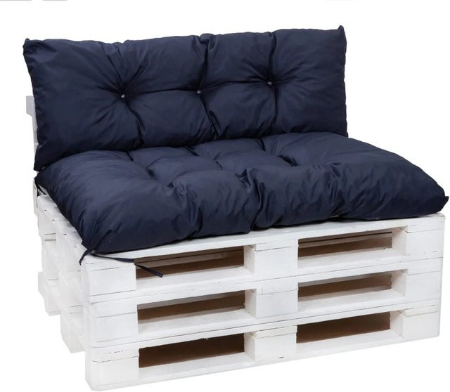 Setgarden Palettenkissen Set in Marine Blau bestehend aus 1 Sitzkissen und 1 Rückenkissen, B/T: 120 x 50 cm - Bild 1