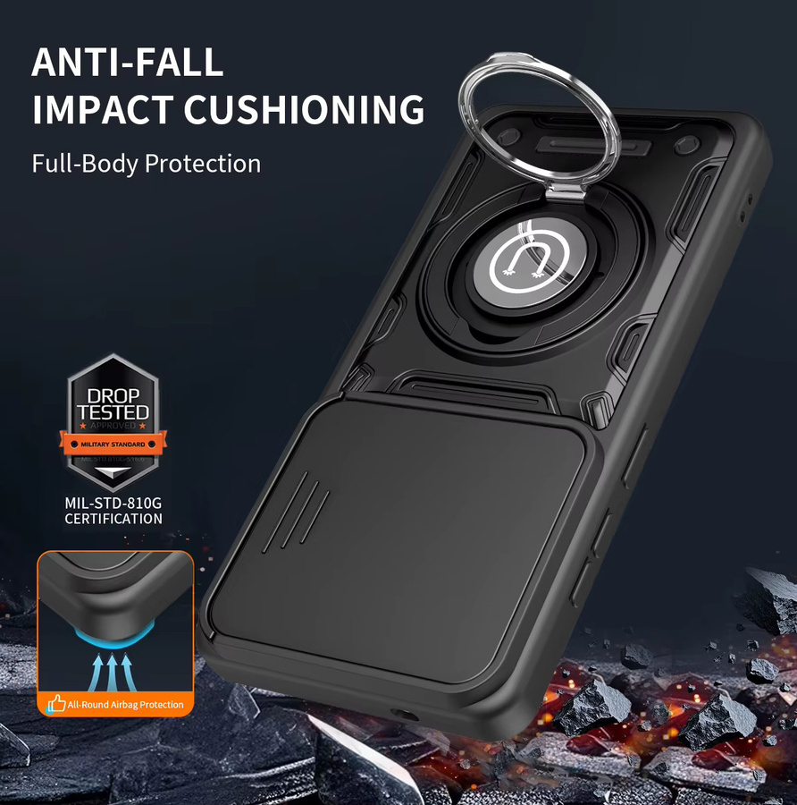 Stoßfeste 2-in-1 Handyhülle mit drehbarem Ringständer und Kameralinsen-Schutz für Samsung Galaxy S26 Ultra, S25 Plus, S25 und S24 FE in Rot - Bild 3