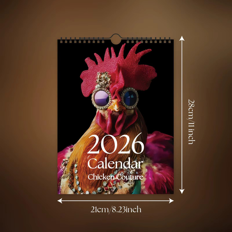 2026 Wandkalender mit Henne-Motiv im Country-House-Stil, Mehrfarbig - Bild 5