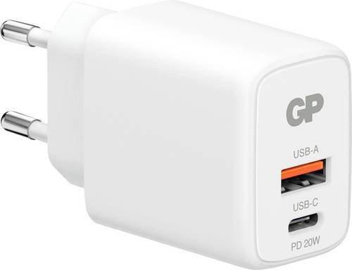 GP USB Ladegerät 20W mit USB-A und USB-C Quick Charge 3.0 und USB PD 3.0 in Weiß - Bild 1