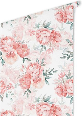 K&L Wall Art Vliestapete Vintage mit zarten rosa Aquarell Blumen in Mehrfarbig und Matt - Bild 1
