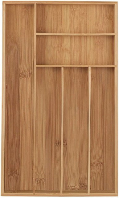 Relaxdays Besteckkasten aus Bambus in Hellbraun Natur mit 6 Fächern, H x B x T: 5 x 27,5 x 46 cm - Bild 1