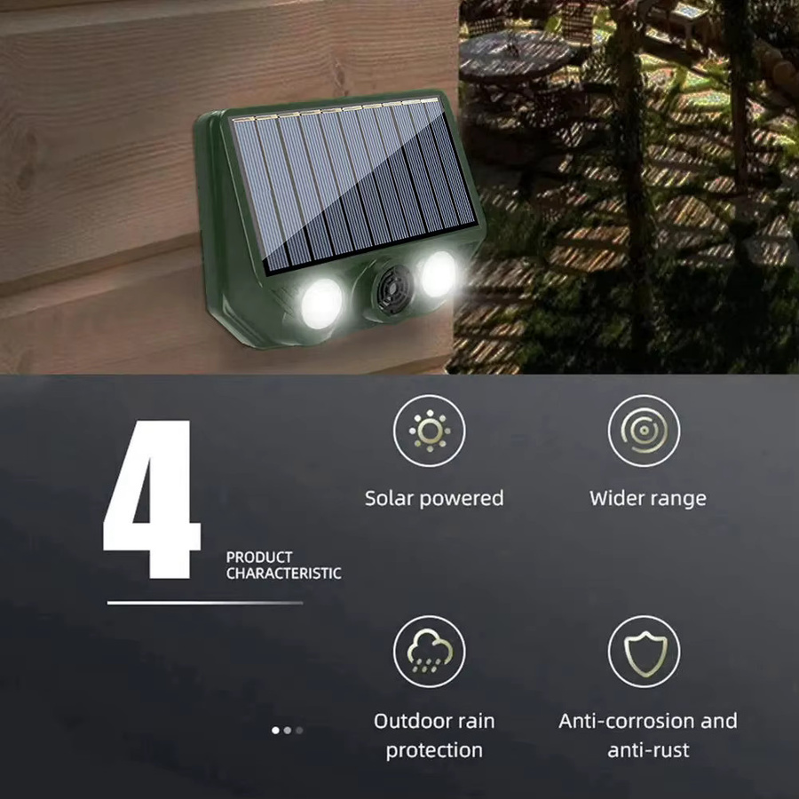APWIKOGER Ultraschall-Tierabwehrgerät mit Rot-Weiß-Blitzlichtfunktion, solarbetrieben und wasserdicht, ideal für Garten und Gewächshaus - Bild 4