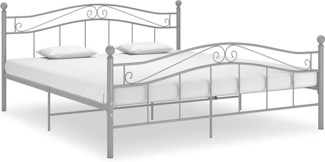 Doppelbett Yiwydaa aus Metall in Grau und Silber, modern, B/T/H: 200 x 200 x 92,5 cm - Bild 1