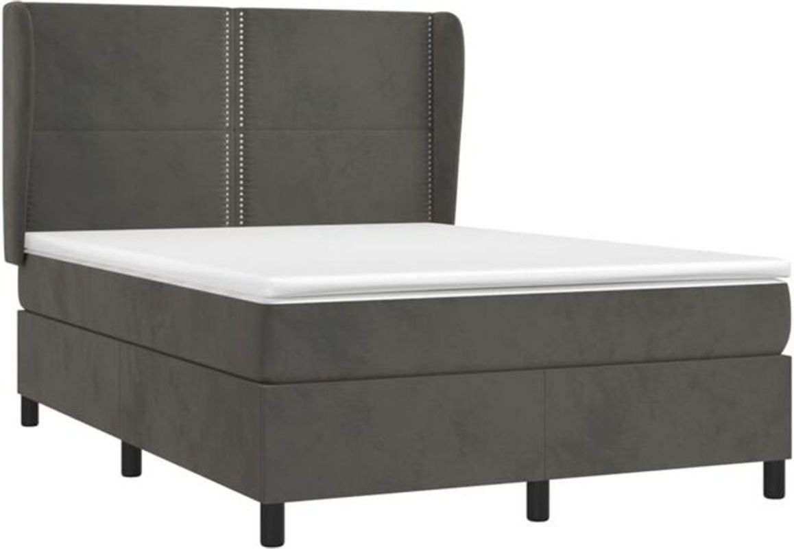 Vidaxl Boxspringbett mit Matratze aus Samt in Anthrazit B/T/H: 140 x 190 cm - Bild 1