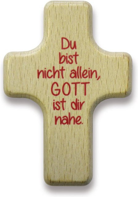 Handkreuz Du bist nicht allein von Uljö aus Holz in Beige - Bild 1