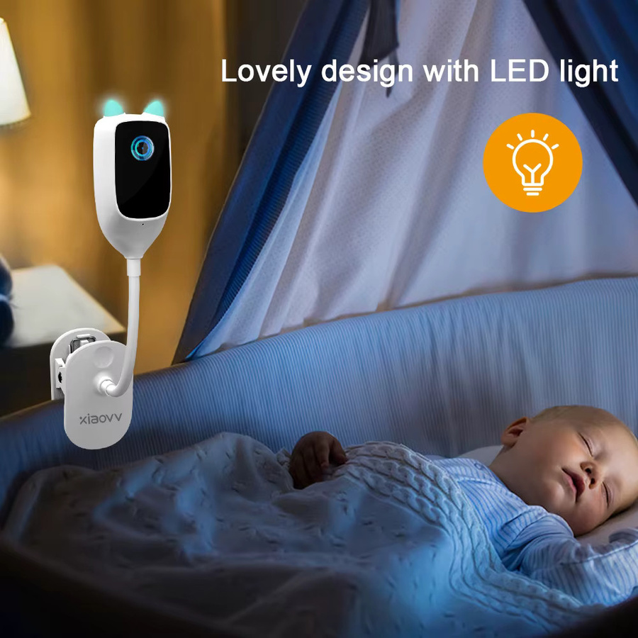 XIAOVV 4 MP Video-Babyphone mit Schreierkennung, Vollfarb-Nachtsicht, 360 Grad Drehung und Zwei-Wege-Audio, WiFi Kleinkindkamera für den Innenbereich, Weiß - Bild 2