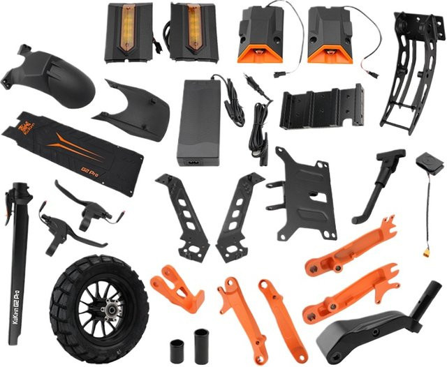 Kukirin E-Scooter Zubehör Set mit vorderem und hinterem Kotflügel sowie Ladegerät in Schwarz für G2 Pro 24-Version und 25-Version - Bild 1