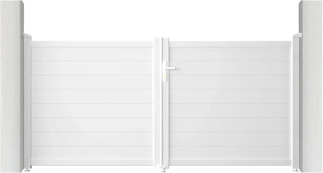 Casanoov Flügeltor Eiger und Gartentür Eiger Set aus Aluminium in Weiß, B/H: 300 x 140 cm und 100 x 140 cm - Bild 1