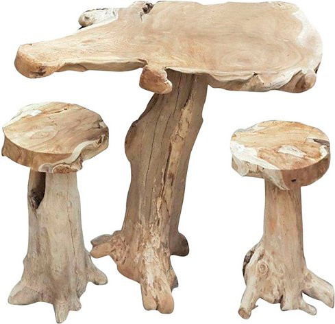 GARDEN PLEASURE Gartenmöbel Surga 3-teiliges Set aus Holz in Beige - Bild 1