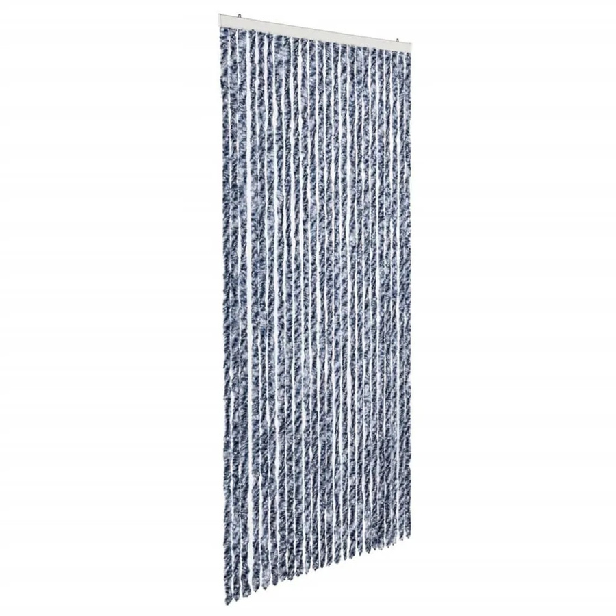 vidaXL Insektenschutz-Vorhang aus Chenille in Blau Weiß Silbern B: 100 cm, H: 220 cm - Bild 2