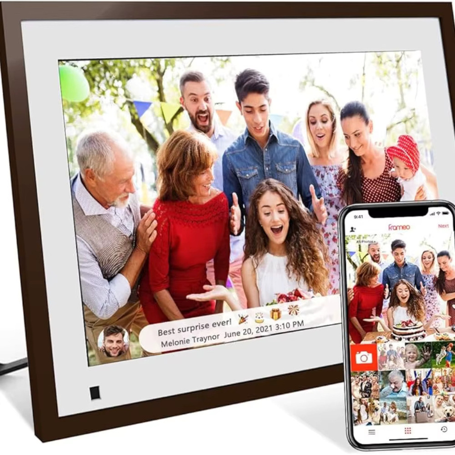 Frameo Digitaler Bilderrahmen WLAN 10,1 Zoll IPS Touchscreen in Schwarz mit 32 GB Speicher für die Fernübertragung von Fotos und Videos inklusive Wetteranzeige - Bild 2