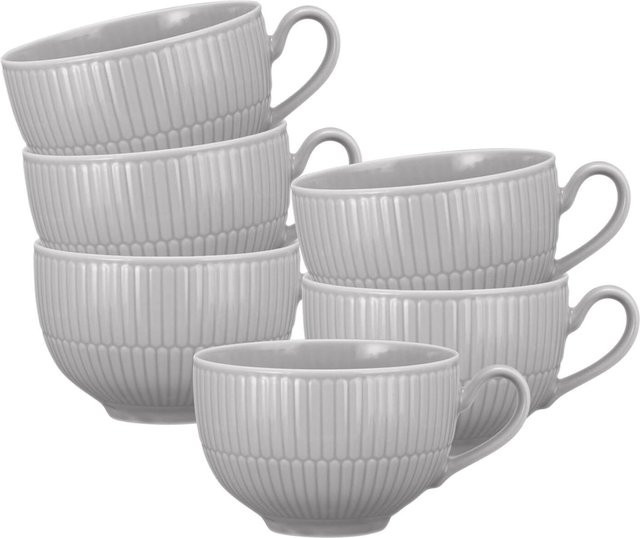 Seltmann Weiden Milchkaffeetassen Amina aus Keramik, Weiß, 6er Set, 0,35 l pro Tasse - Bild 1