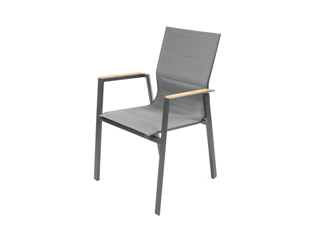 BELLAVISTA Stapelstühle Newport 2er-Set aus Teakholz und Aluminium in Anthrazit, B/T/H: 56 x 60,5 x 90 cm - Bild 3