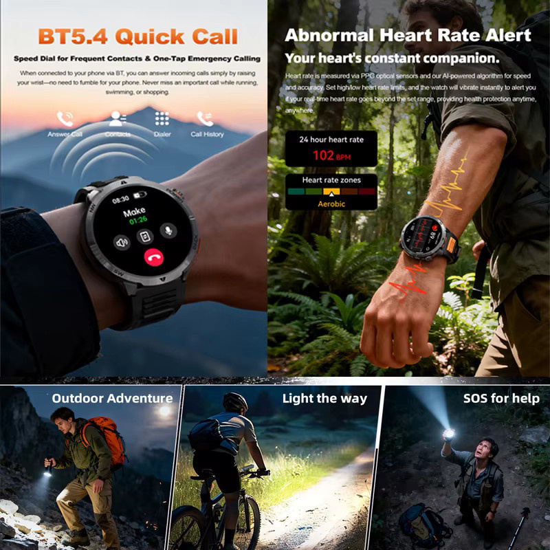 BOALZETD Smartwatch, Schwarz, GPS, Herren - Bild 6