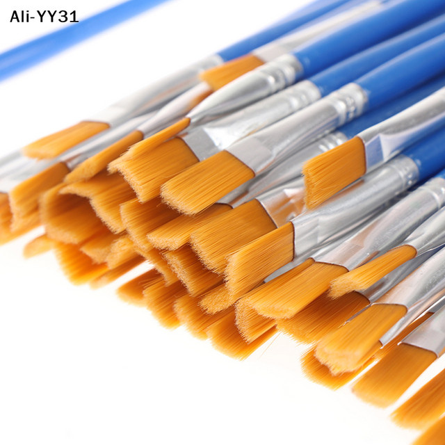 Ys31 Set mit 50 flachen Malpinseln aus Nylon für Detailmalerei in Blau - Bild 1