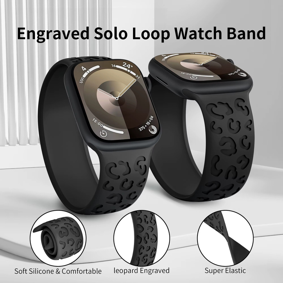 Solo Loop Armband für Apple Watch, Silikon, Schwarz, Unisex - Bild 4