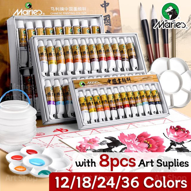 Marie's Sumi-Aquarell Farbpigment-Set in Multicolour mit 8 Kunstwerkzeugen für Landschaft, Tinte und Schreiben, 5 ml pro Farbe - Bild 1