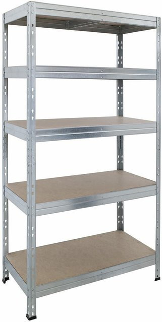 AR SHELVING Schwerlastregal RIVET aus verzinktem Stahl mit HDF Böden, Höhe: 180 cm, Breite: 90 cm, Tiefe: 45 cm - Bild 1