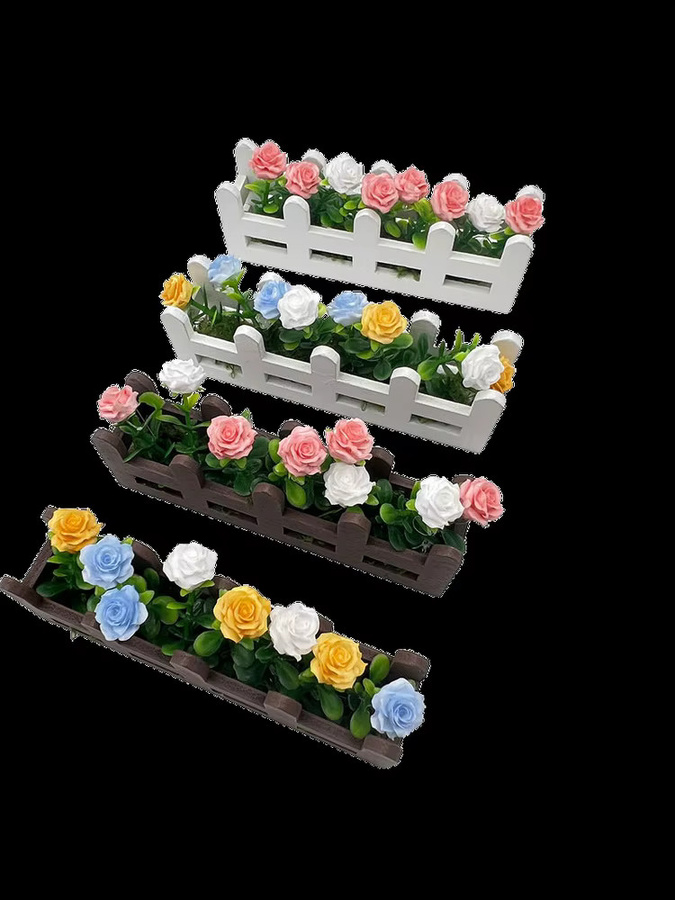 JETTING Miniatur Topfpflanze mit künstlichen Gartenblumen im Maßstab 1:12 für Puppenhaus-Ornamente, Mehrfarbig - Bild 4