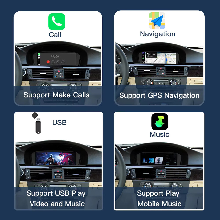 CARABC Wireless CarPlay und Android Auto Multimedia Touchscreen für BMW 3er und 5er Serie CIC CCC System, 8,9 Zoll, Schwarz - Bild 5