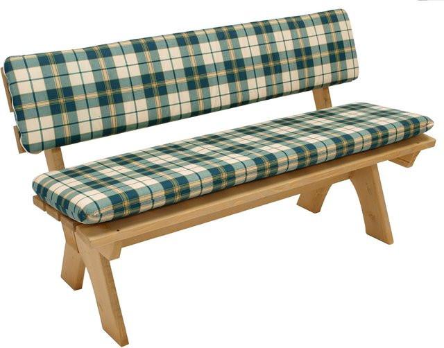 DEGAMO Auflagenset BOSTON für 3-Sitzer Bank, grün/beige kariert, 2-teilig - Bild 1