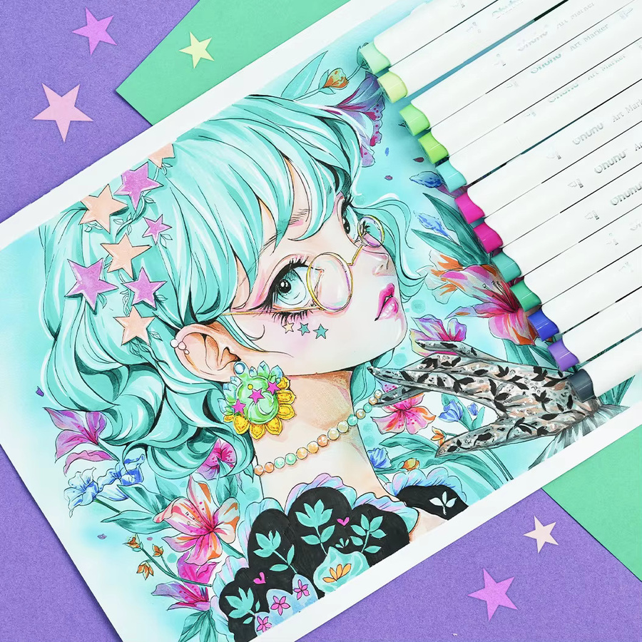 Ohuhu Honolulu Alkohol-Kunstmarker Set mit 168 Farben, nachfüllbare Doppelspitzen Marker für Manga, Skizzieren und Zeichnen, Multicolor - Bild 2